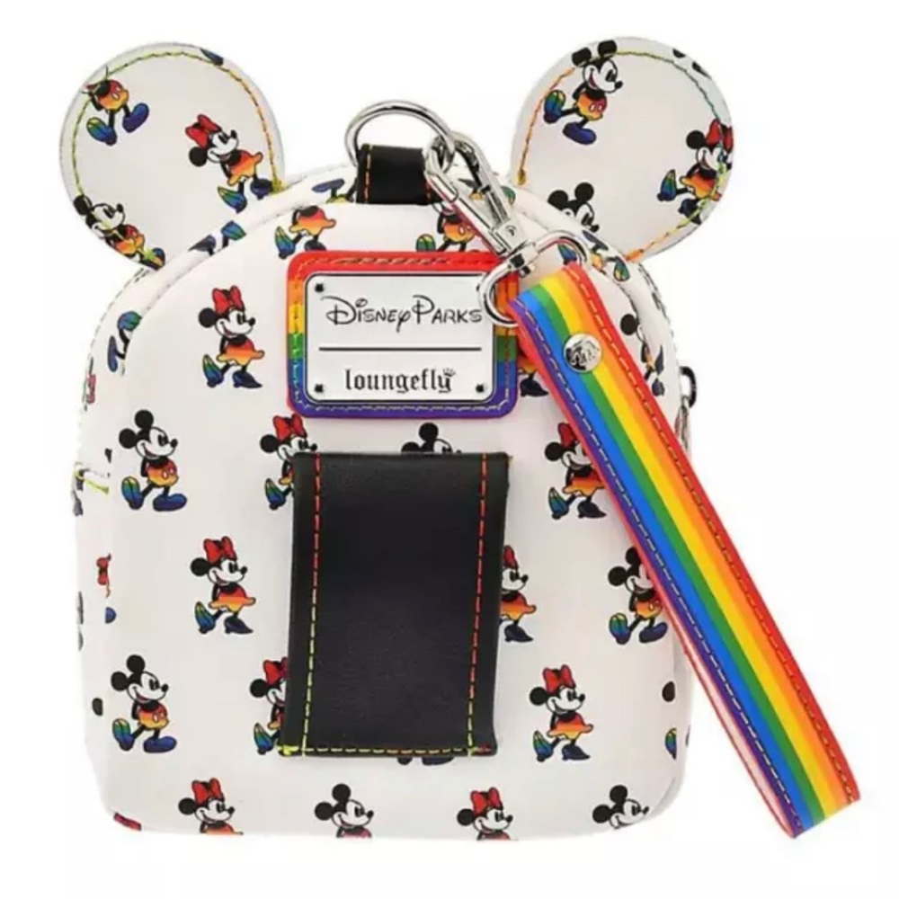 Disney Parks Loungefly Mickey Minnie Mouse Rainbow Pride Mini Backpack Wristlet - Picture 5 of 11